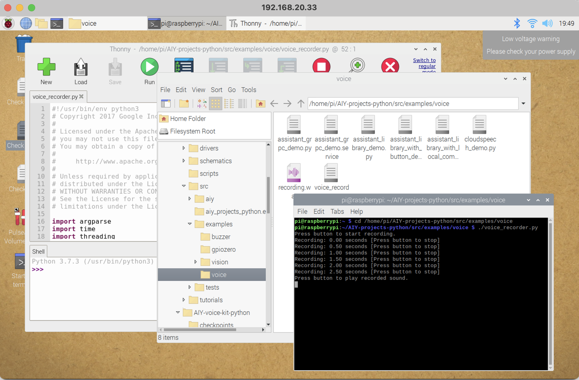 I ran the voice_recorder script